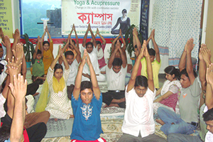 A glimpse of Free Yoga Session at Campus Auditorium.